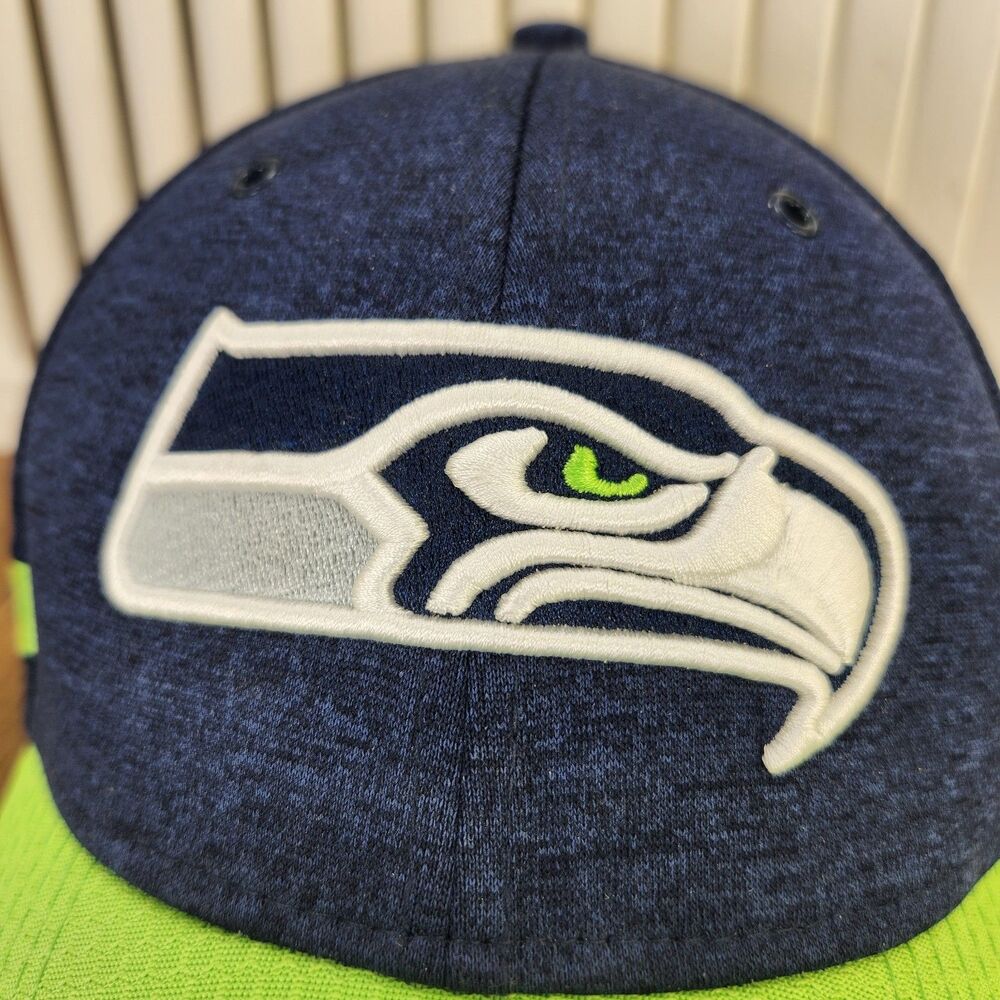 New Era 39thirty Seattle Seahawks Fitted Ball Cap Heathered Blue Green M/L Hat - Picture 3 of 12